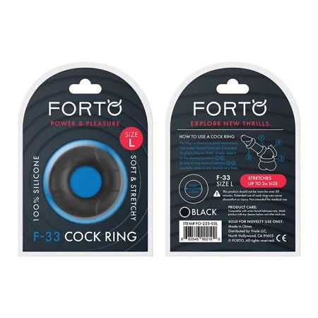 adult toys with heat feature settings-Forto F-33 Liquid Silicone Cockring Large Black