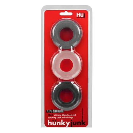 adult toys with multiple speeds-Hunkyjunk HUJ3 3-pack c-ring, tar multi