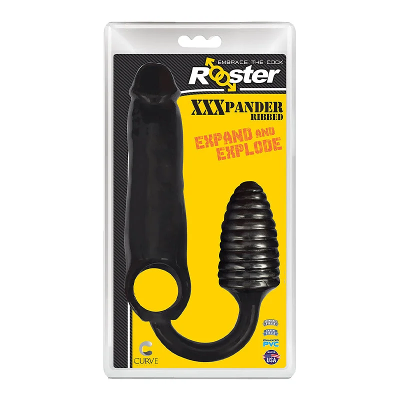 adult toys for personal intimacy-Rooster XXXPANDER Ribbed Black