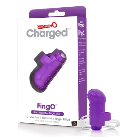 adult toys for weekend relaxation time-Screaming O Charged FingO Vooom Mini Vibe - Purple