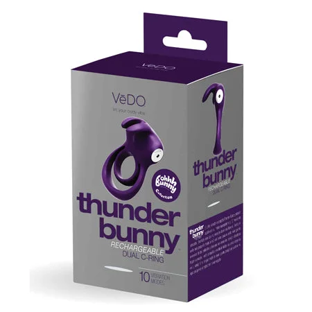 adult toys with wireless settings-VeDo Thunder Bunny Rechargeable Dual C Ring Purple