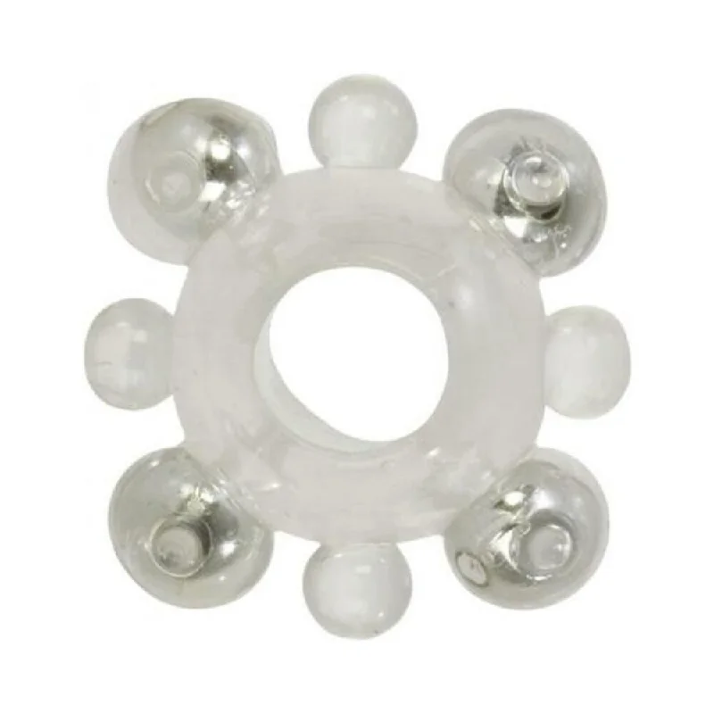 adult toys with soft material design-Basic Essentials Enhancer Ring w/Beads - Clear