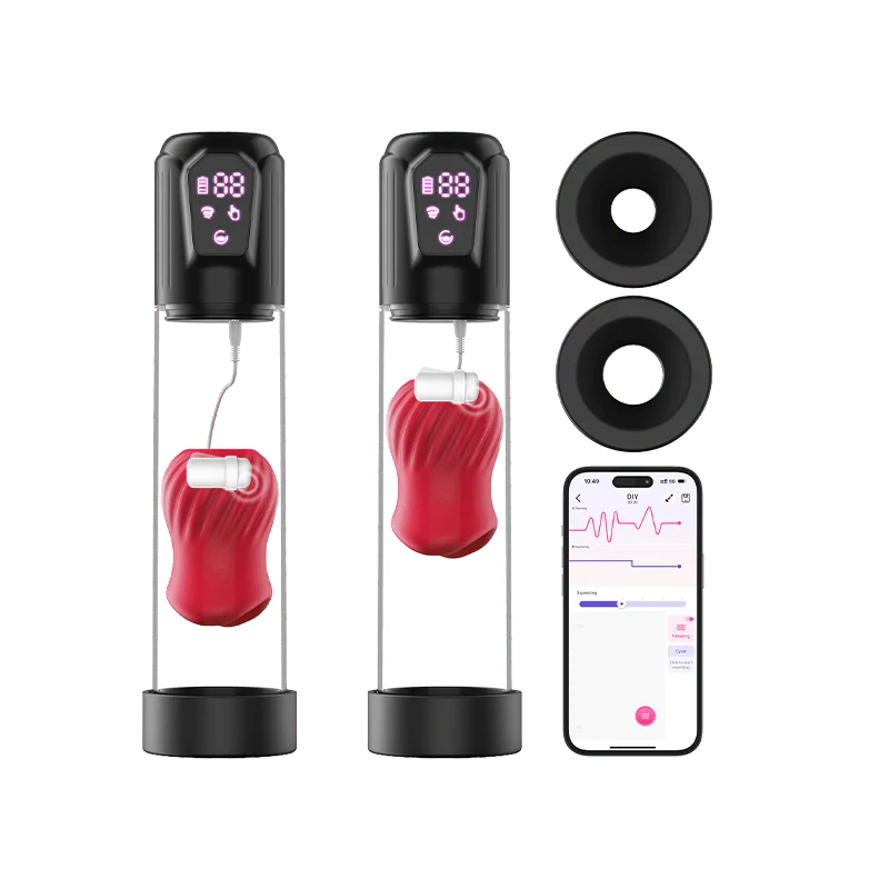 adult toys with flexible structure-LAGOON App Control 2 in 1 Male Masturbation Penis Pumps