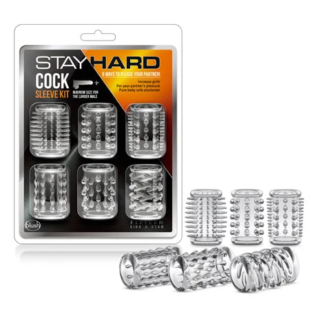 adult toys for sensual moments-Blush Stay Hard 6-Piece Cock Sleeve Kit Clear