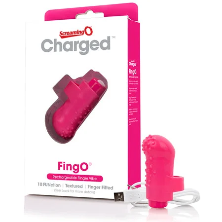 adult toys with heat feature finish-Screaming O Charged FingO Vooom Mini Vibe - Pink