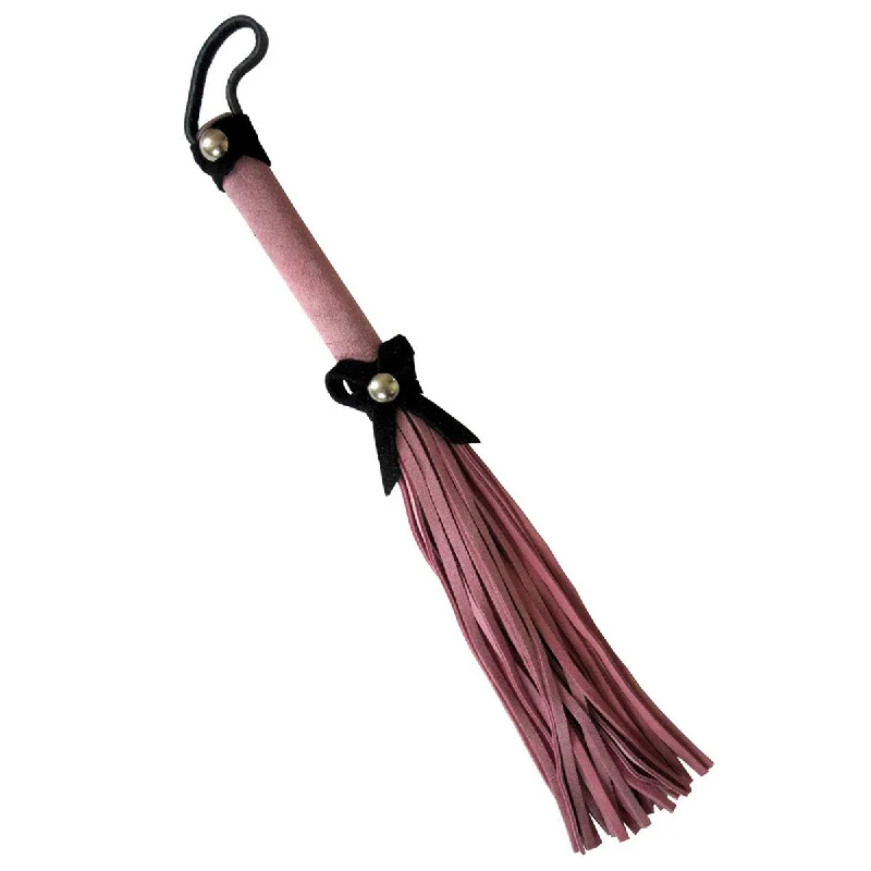 adult toys with vibration finish settings-Love Knot Mini Flogger w/ Bow - Pink w/Black Bow