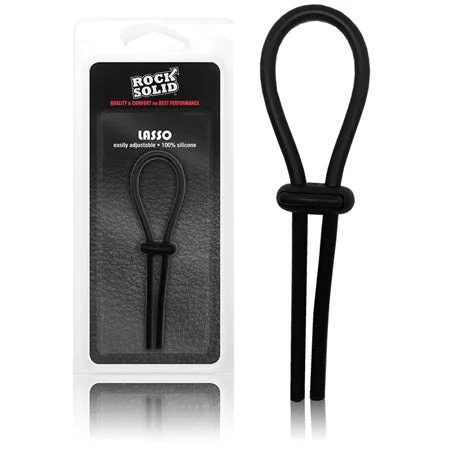 adult toys with ergonomic shape-Rock Solid Black Silicone Double Lock Adjustable  Lasso/Bolo