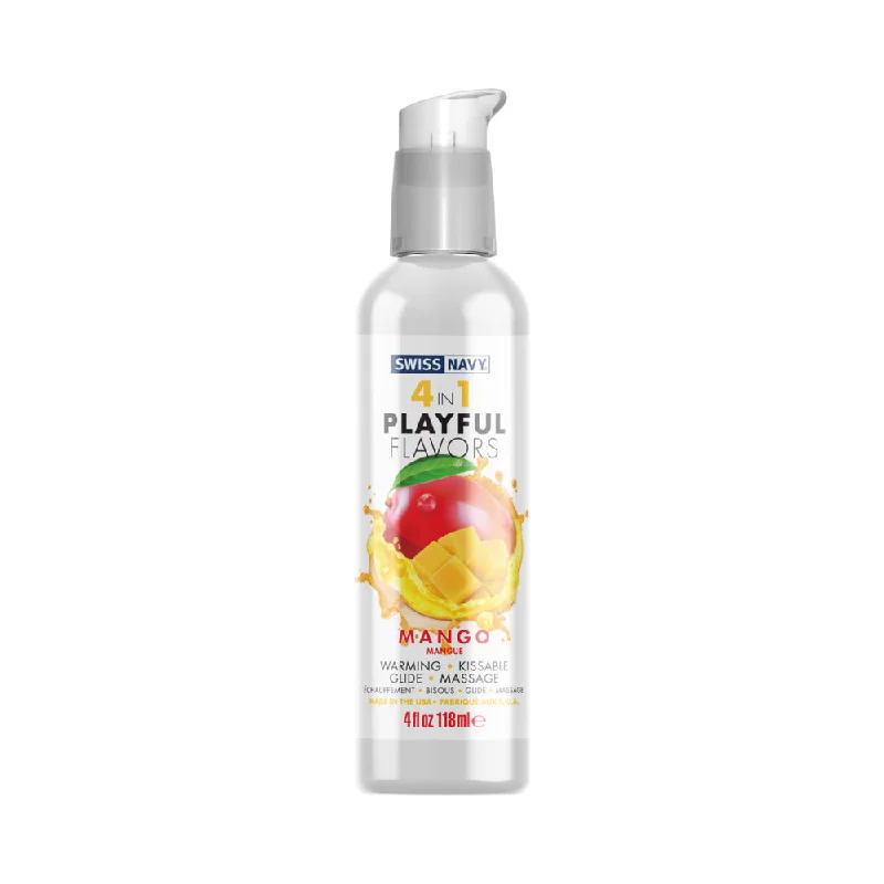 adult toys with smart design-Swiss Navy 4 in 1 Playful Flavors Mango 4 oz.