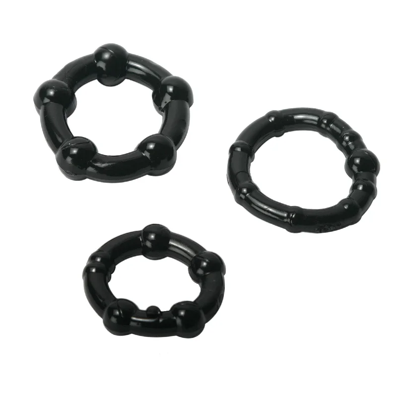 adult toys for sensual pleasure-Black Performance Erection Rings - Packaged