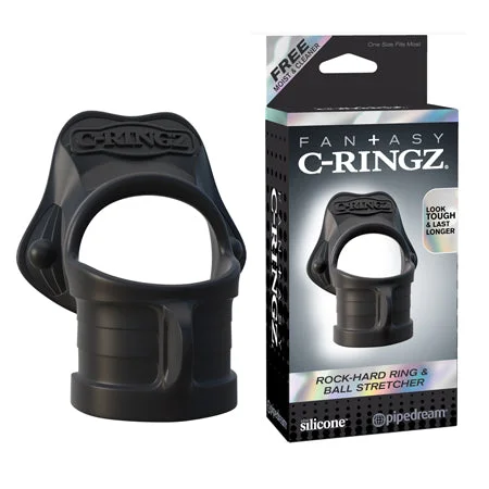 adult toys for personal wellness-Pipedream Fantasy C-Ringz Rock-Hard Ring & Ball Stretcher Silicone Sling Black