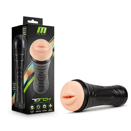 adult toys with flexible settings-Blush M for Men Torch Luscious Lips Oral Stroker Beige