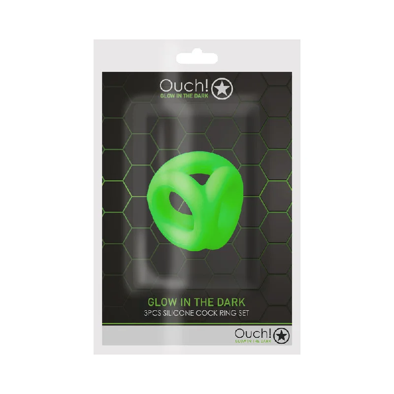 adult toys waterproof design-Ouch! Glow in the Dark Silicone Cock & Ball Sling Neon Green