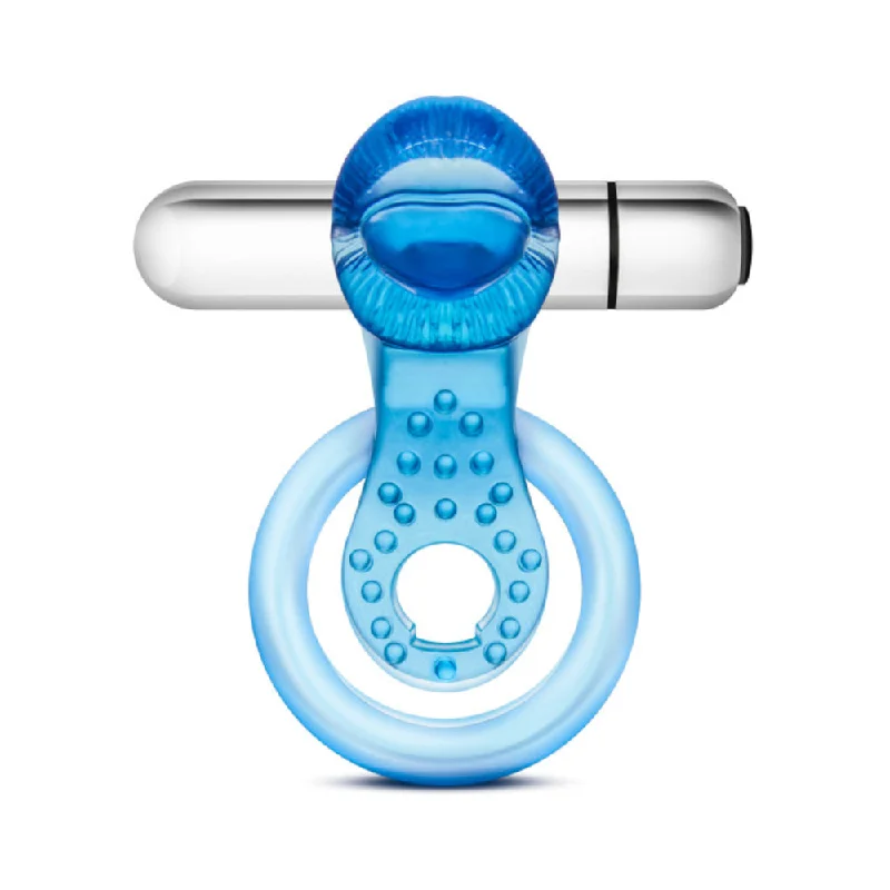 adult toys with ergonomic shape settings-Stay Hard 10 Function Vibrating Tongue Ring Blue