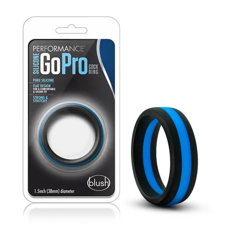 adult toys with USB charging-Blush Performance Silicone Go Pro Cock Ring Black/Indigo/Black