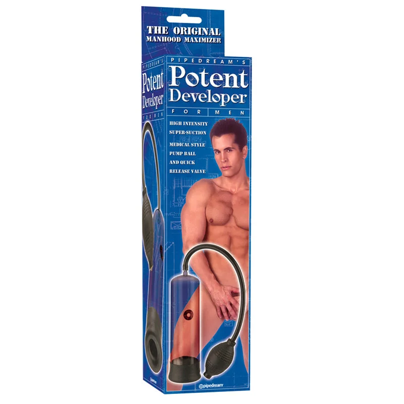 adult toys with powerful settings finish-Pipedream Potent Developer Penis Pump Clear/Black