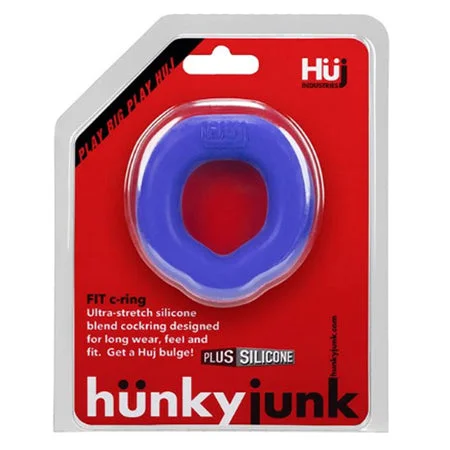 adult toys ergonomic design-Hunkyjunk FIT ergo c-ring, cobalt