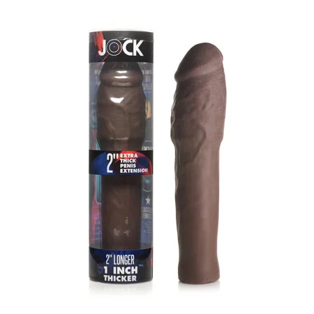 adult toys with textured finish design-Jock Extra Thick Penis Extension Sleeve 2 in. Dark