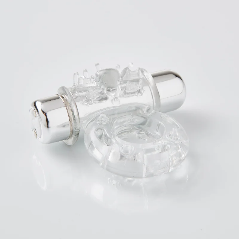 adult toys with pulse settings finish-Sensuelle 7 Function Rechargeable Bullet Ring -  Clear