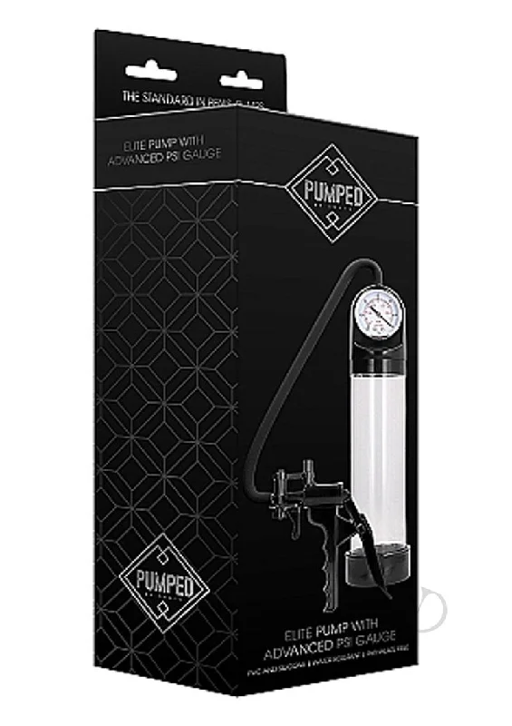 adult toys with textured finish design settings-Pumped Elite Pump W/psi Gauge Transpar