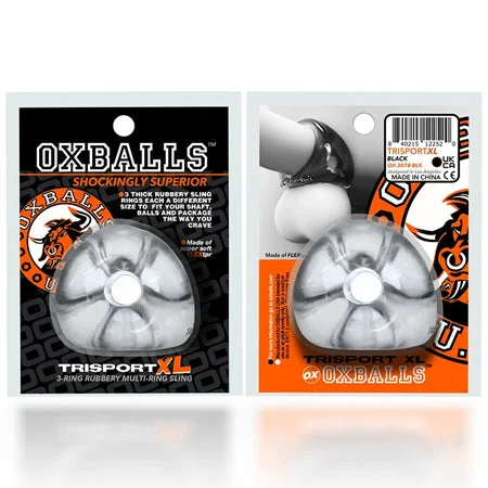 adult toys with textured finish design settings-Oxballs Tri-Sport XL Thicker 3-Ring Sling Clear