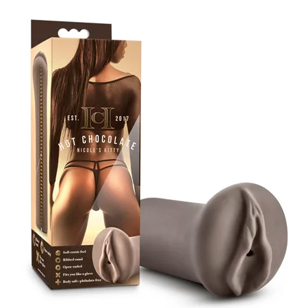 adult toys for solo pleasure-Blush Hot Chocolate Nicole's Kitty Vagina Stroker Brown