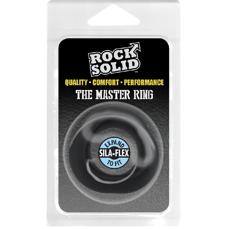 adult toys with textured material design-Rock Solid Master Ring Black