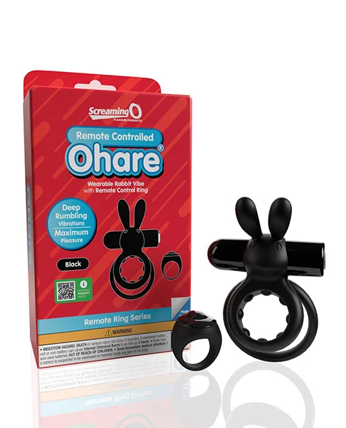 adult toys with smart finish-Screaming O Ohare Remote Controlled Vibrating Ring  - Black