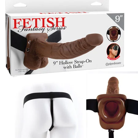 adult toys for personal fun-Pipedream Fetish Fantasy Series 9 in. Hollow Strap-On with Balls Brown/Black