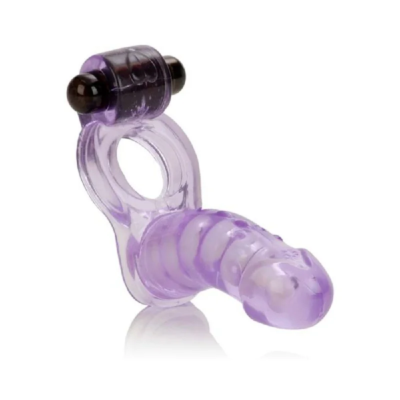 adult toys with waterproof texture-Double Diver Vibrating Enhancer Penetrator Purple