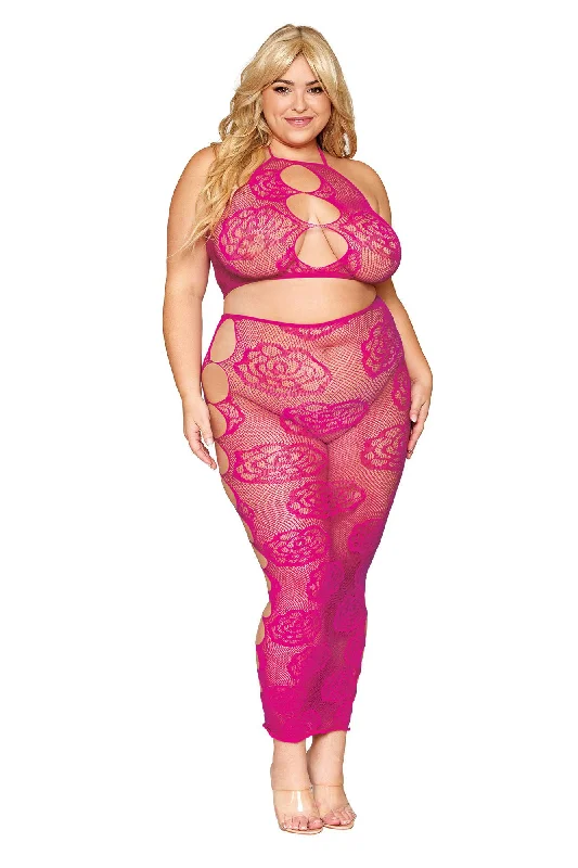 adult toys with heated finish-Bralette and Long Skirt - Queen Size - Beet