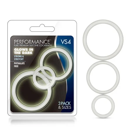 adult toys for romantic nights-Blush Performance VS4 Pure Premium Silicone Cockrings 3-Pack Set White