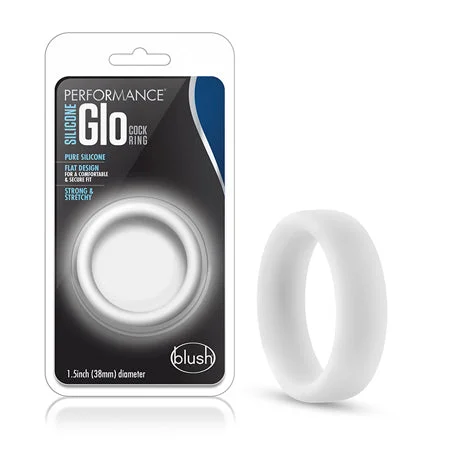 adult toys lightweight-Blush Performance Silicone Glo Cock Ring White Glow