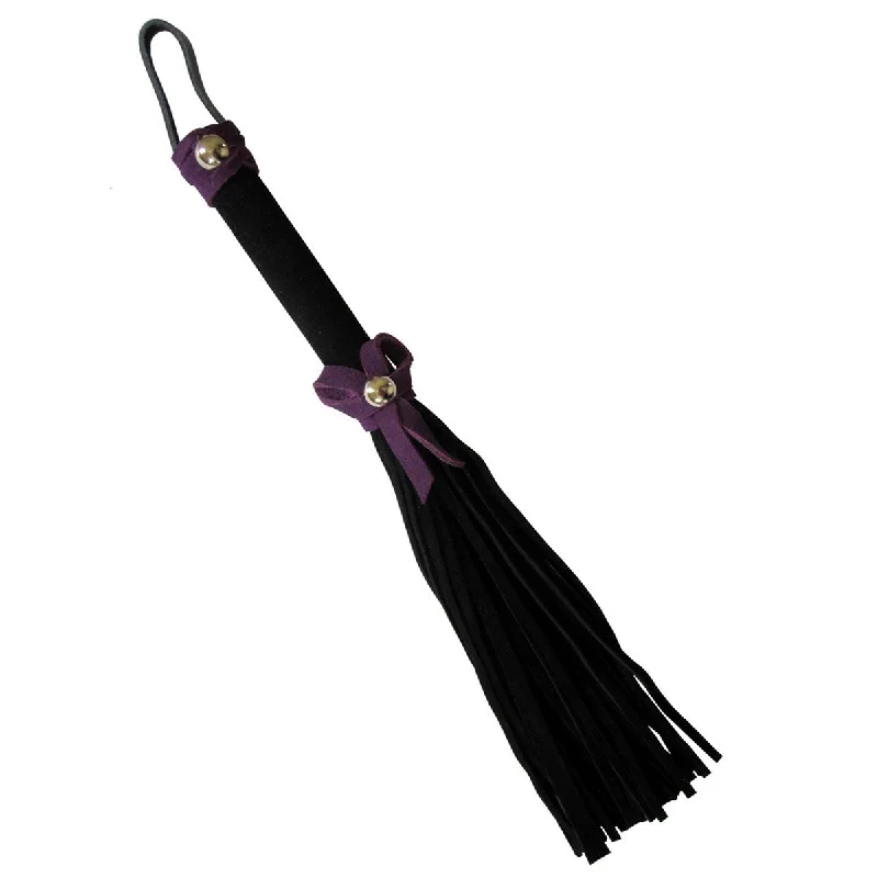 adult toys for bedroom relaxation-Love Knot Mini Flogger w/ Bow - Black w/Purple Bow