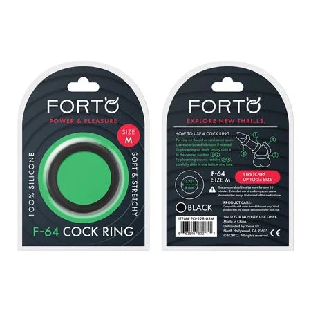 adult toys for solo intimacy time-Forto F-64 Wide Liquid Silicone Cockring Medium Black