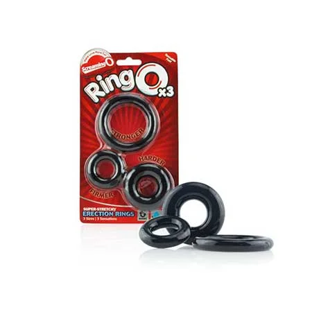 adult toys for romantic fun-Screaming O RingO 3-Pack Black of Asst Sizes (Box of 6)