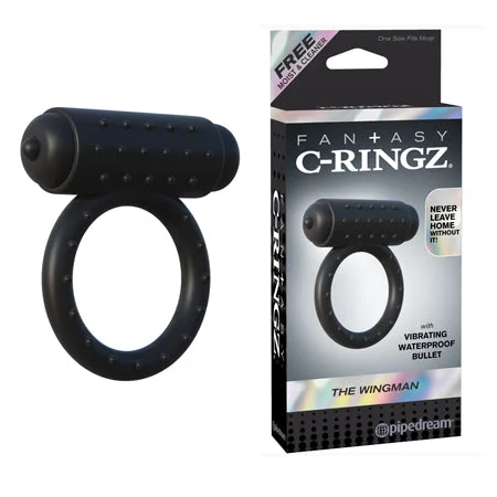 adult toys with portable charger-Pipedream Fantasy C-Ringz The Wingman Vibrating Cockring Black