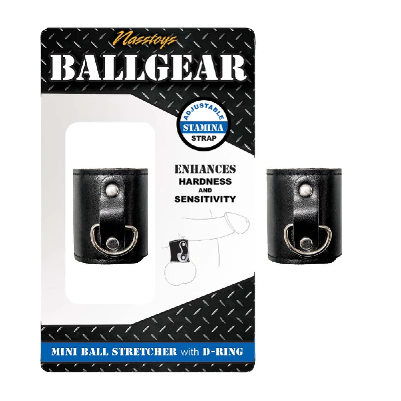 adult toys with sleek finish-Ballgear Mini Ball Stretcher With D-Ring Black