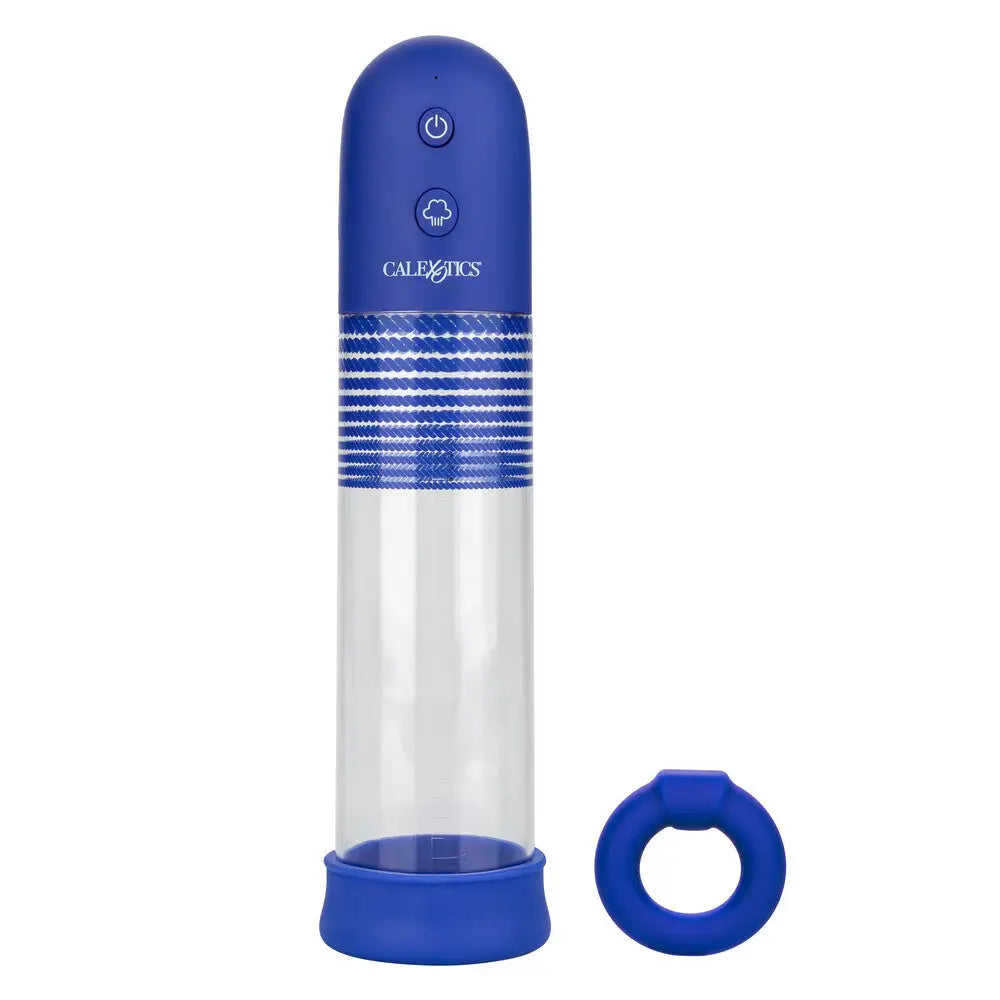 adult toys with portable charger-California Exotic Blue Rechargeable Penis Pump Kit