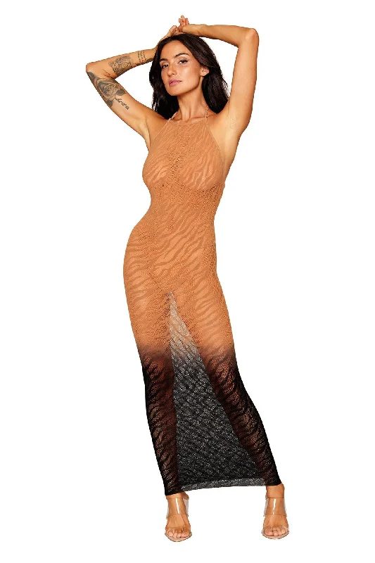 adult toys for intimate fun-Bodystocking Gown - One Size - Black/copper