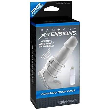 adult toys with textured finish-Pipedream Fantasy X-tensions Vibrating Cock Cage Clear