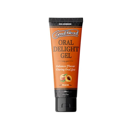 adult toys for solo pleasure-GoodHead Oral Delight Gel Peach 4 oz. Bulk