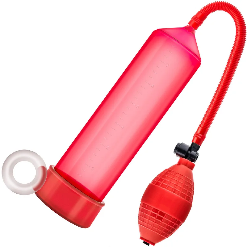 adult toys with adjustable finish-Performance VX101 Enhancement Penis Pump By Blush - Red