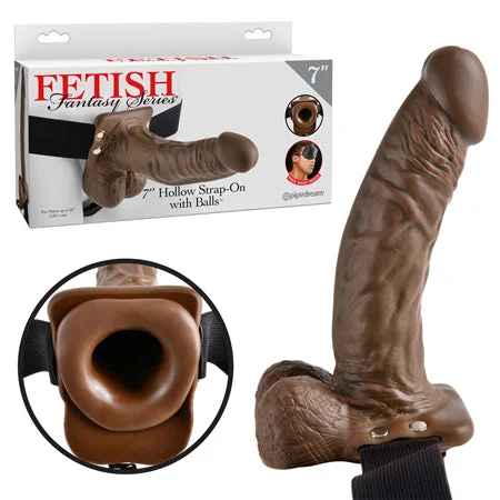 adult toys for discreet relaxation-Pipedream Fetish Fantasy Series 7 in. Hollow Strap-On with Balls Brown/Black