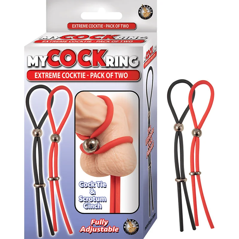 adult toys easy to clean-My Cockring Extreme Cocktie-Pack Of Two Black&Red