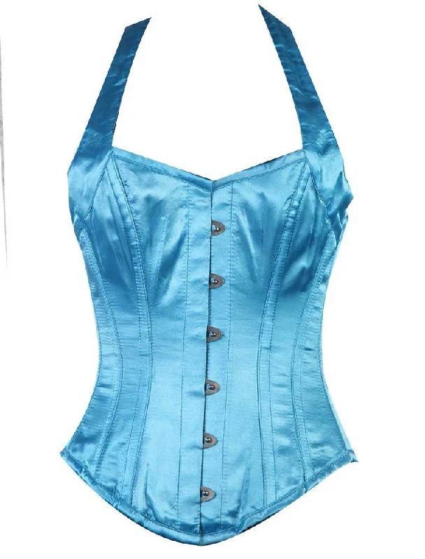 adult toys for discreet pleasure-HALTER NECK TURQUOISE SATIN