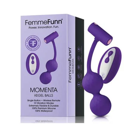 adult toys for couples-FemmeFunn Momenta Rechargeable Remote-Controlled Silicone Kegel Balls Purple