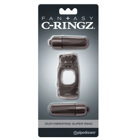 adult toys for couples relaxation time-Pipedream Fantasy C-Ringz Duo-Vibrating Super Ring With Dual Bullets Black