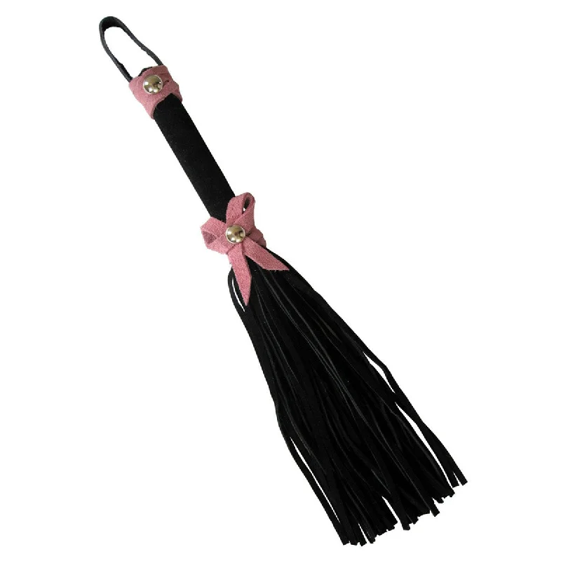 adult toys for couples fun time-Love Knot Mini Flogger w/ Bow - Black w/Pink Bow