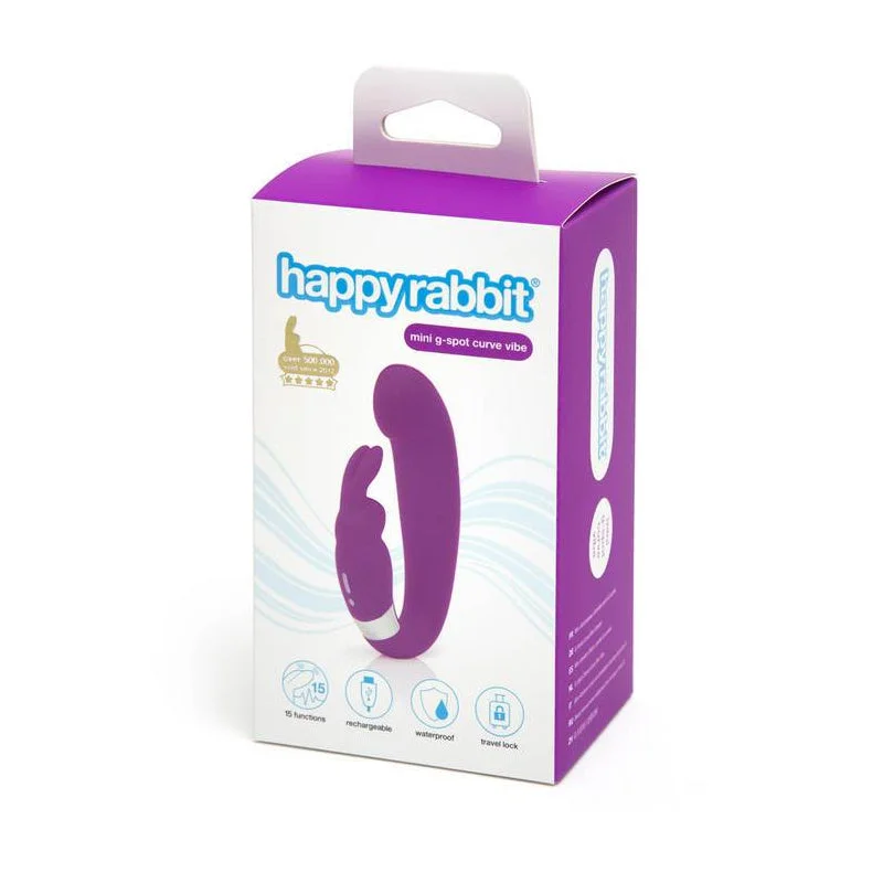 adult toys for sensory play-Happy Rabbit Mini G-Spot Curve Vibe Rechargeable Silicone Dual Stimulator Purple