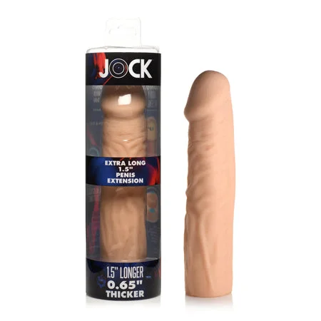 adult toys with quiet finish-Jock Extra Long Penis Extension Sleeve 1.5 in. Light